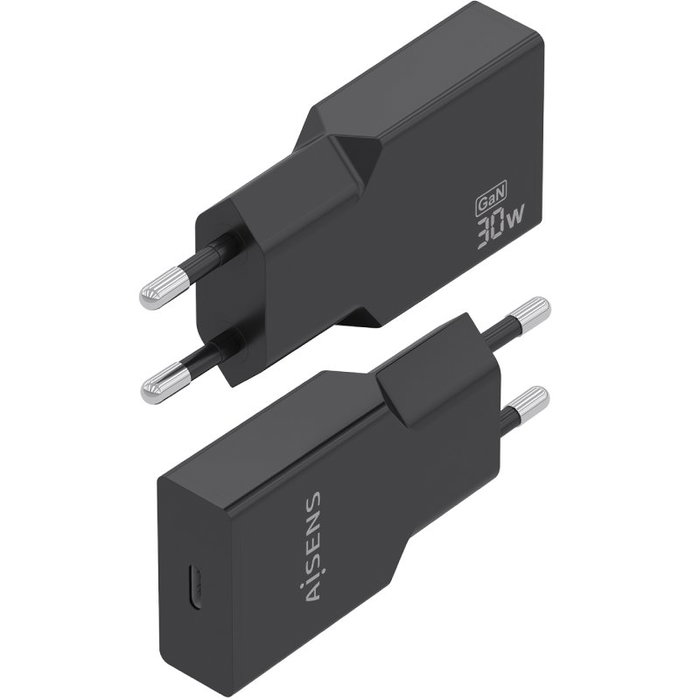 AISENS Cargador GaN Ultra Delgado 30W 1xUSB-C Negro A110-1004 AISENS Cargador GaN Ultra Delgado 30W 1xUSB-C Negro A110-1004